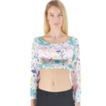 cute bird pattern Long Sleeve Crop Top