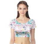 cute bird pattern Short Sleeve Crop Top