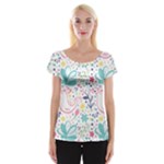 cute bird pattern Cap Sleeve Top