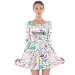 cute bird pattern Long Sleeve Skater Dress