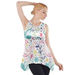 cute bird pattern Side Drop Tank Tunic