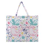 cute bird pattern Zipper Large Tote Bag