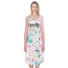 cute bird pattern Midi Sleeveless Dress from ArtsNow.com