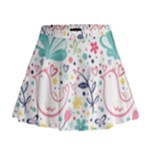 cute bird pattern Mini Flare Skirt