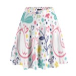 cute bird pattern High Waist Skirt