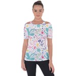 cute bird pattern Shoulder Cut Out Short Sleeve Top