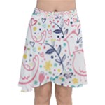 cute bird pattern Chiffon Wrap Front Skirt