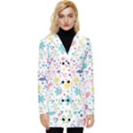 cute bird pattern Button Up Hooded Coat 