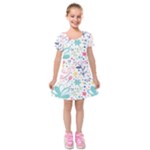 cute bird pattern Kids  Short Sleeve Velvet Dress