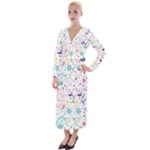 cute bird pattern Velvet Maxi Wrap Dress