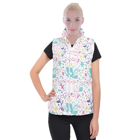 cute bird pattern Women s Button Up Vest from ArtsNow.com