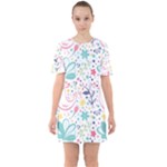 cute bird pattern Sixties Short Sleeve Mini Dress