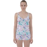 cute bird pattern Tie Front Two Piece Tankini