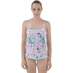 cute bird pattern Twist Front Tankini Set