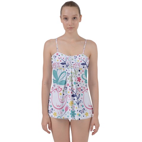 cute bird pattern Babydoll Tankini Top from ArtsNow.com