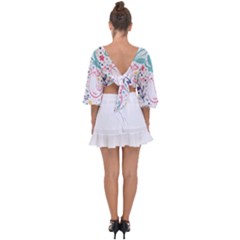 Tie Back Butterfly Sleeve Chiffon Top 