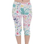 cute bird pattern Velvet Capri Leggings 