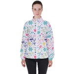 cute bird pattern Women s High Neck Windbreaker