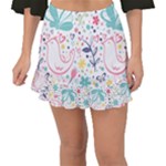 cute bird pattern Fishtail Mini Chiffon Skirt