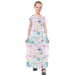 cute bird pattern Kids  Short Sleeve Maxi Dress