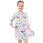 cute bird pattern Kids  Quarter Sleeve Shirt Dress