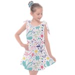 cute bird pattern Kids  Tie Up Tunic Dress