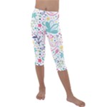 cute bird pattern Kids  Lightweight Velour Capri Leggings 