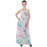 cute bird pattern Empire Waist Velour Maxi Dress