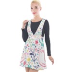 cute bird pattern Plunge Pinafore Velour Dress