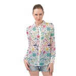 cute bird pattern Long Sleeve Chiffon Shirt