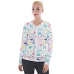 cute bird pattern Velvet Zip Up Jacket