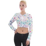 cute bird pattern Long Sleeve Cropped Velvet Jacket