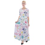 cute bird pattern Half Sleeves Maxi Dress