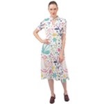 cute bird pattern Keyhole Neckline Chiffon Dress