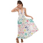 cute bird pattern Backless Maxi Beach Dress