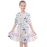 cute bird pattern Kids  All Frills Chiffon Dress