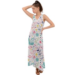 V-Neck Chiffon Maxi Dress 