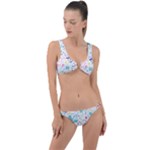 cute bird pattern Ring Detail Crop Bikini Set