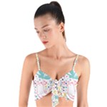 cute bird pattern Woven Tie Front Bralet