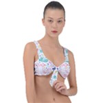 cute bird pattern Front Tie Bikini Top