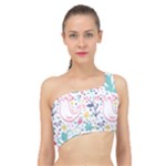 cute bird pattern Spliced Up Bikini Top 