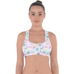 cute bird pattern Cross Back Hipster Bikini Top 