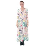 cute bird pattern Button Up Maxi Dress