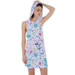 cute bird pattern Racer Back Hoodie Dress