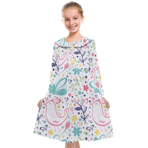 cute bird pattern Kids  Midi Sailor Dress from ArtsNow.com