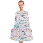 cute bird pattern Kids  Midi Sailor Dress