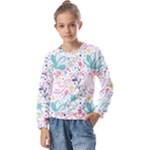 cute bird pattern Kids  Long Sleeve T-Shirt with Frill 