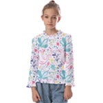 cute bird pattern Kids  Frill Detail T-Shirt