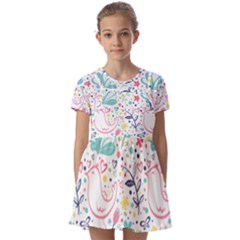 Kids  Short Sleeve Pinafore Style Dress 