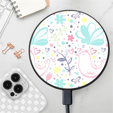 cute bird pattern Wireless Fast Charger(Black) from ArtsNow.com